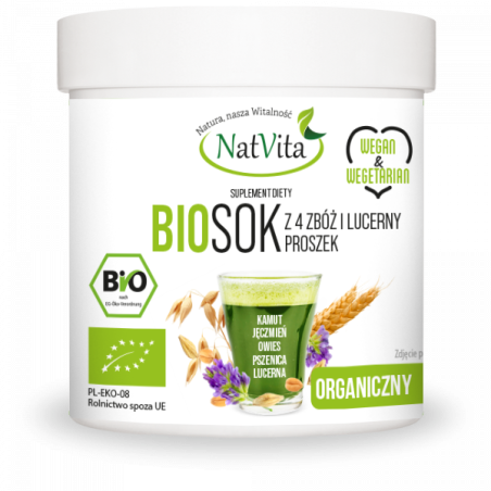 Sok z 4 zbóż i lucerny BIO w proszku - zdjęcie produktu