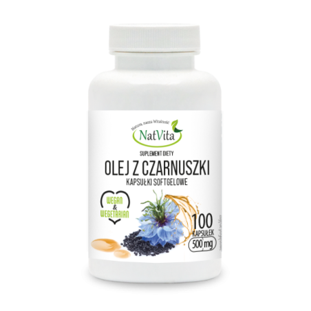 Olej z nasion Czarnuszki + witamina E kapsułki softgel 500mg - zdjęcie produktu