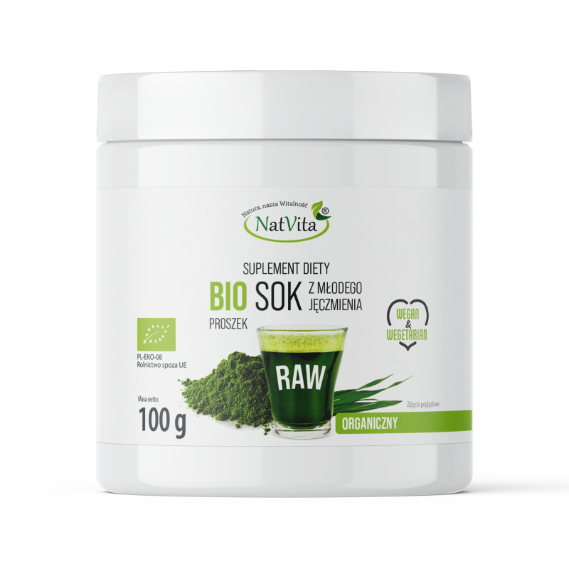 Sok z młodego Jęczmienia BIO w proszku PREMIUM