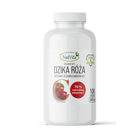 Dzika Róża ekstrakt 25:1 70% witamina C kapsułki 600mg - zdjęcie produktu