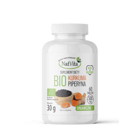Kurkuma BIO + Piperyna BIO tabletki 500mg - zdjęcie produktu
