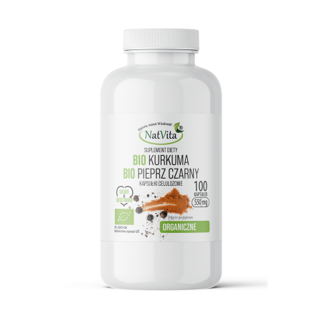 Kurkuma BIO + Pieprz czarny BIO kapsułki 550mg - zdjęcie produktu