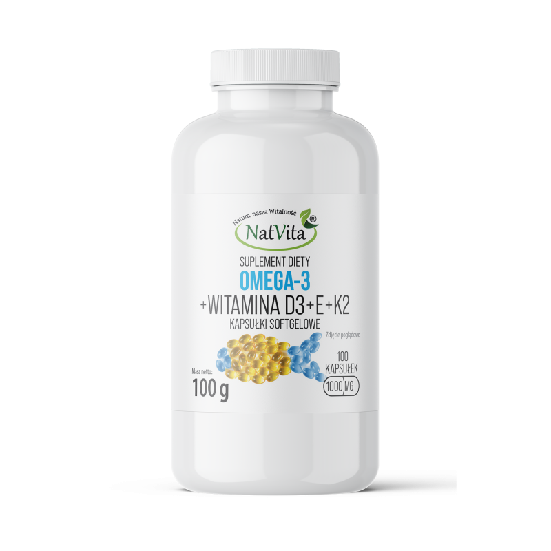 Omega 3 + Witaminy D3, E, K2 Mk7 kapsułki softgel 1000mg