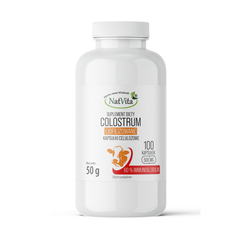 Colostrum liofilizowane 60 % IgG kapsułki celulozowe 500mg