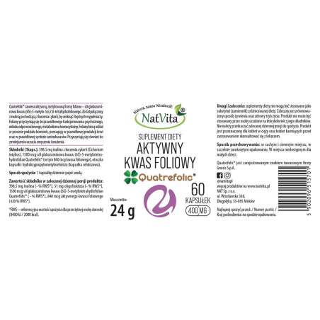 Kwas Foliowy Quatrefolic (aktywny) kapsułki 400mg - zdjęcie produktu
