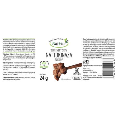 Nattokinaza NSK-SD kapusłki 400mg - zdjęcie produktu