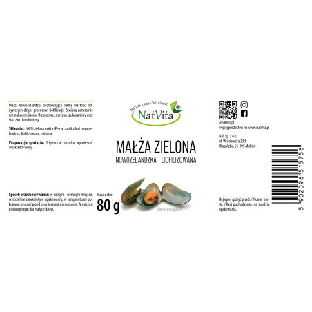 MAŁŻA ZIELONA NOWOZELANDZKA liofilizowana mielona - zdjęcie produktu