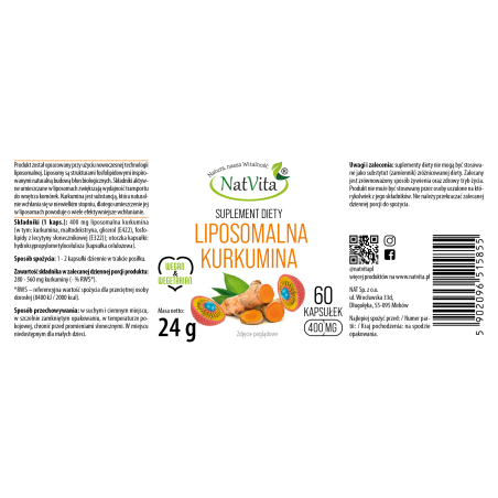 KURKUMINA liposomalna kapsułki 400mg - zdjęcie produktu