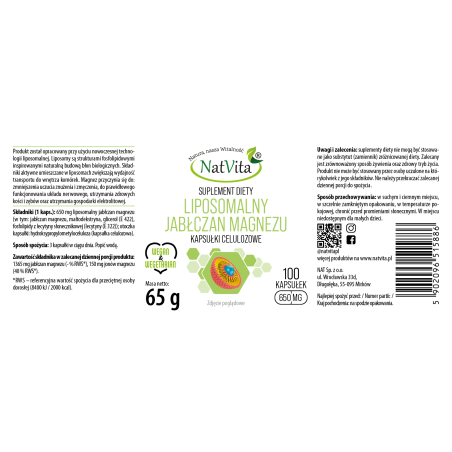 JABŁCZAN MAGNEZU liposomalny kapsułki 650mg - zdjęcie produktu