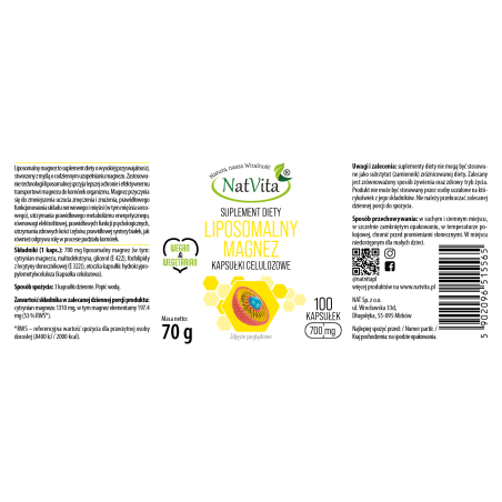 Cytrynian magnezu liposomalny kapsułki 700mg - zdjęcie produktu