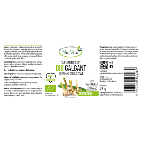 Galgant BIO kapsułki 250 mg - zdjęcie produktu