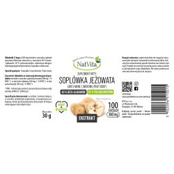 Soplówka Jeżowata ekstrakt 40% beta glukanów kapsułki 300mg