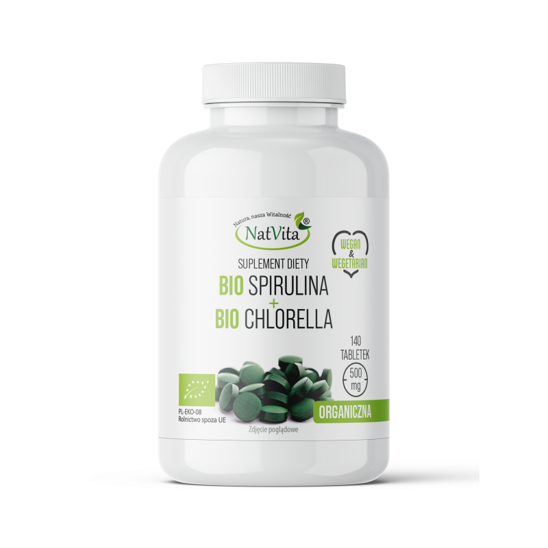 Spirulina BIO + Chlorella BIO tabletki 500mg