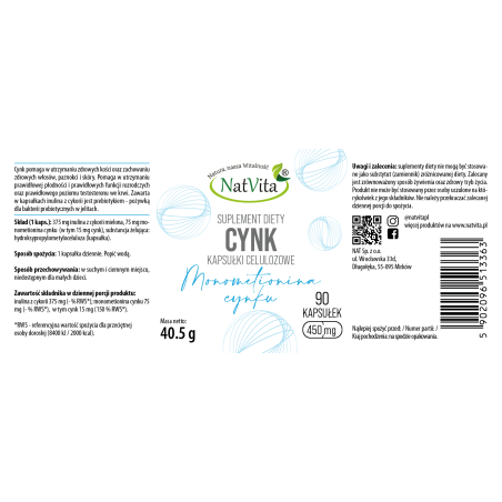 Cynk (Monometionina cynku) kapsułki 450mg - zdjęcie produktu
