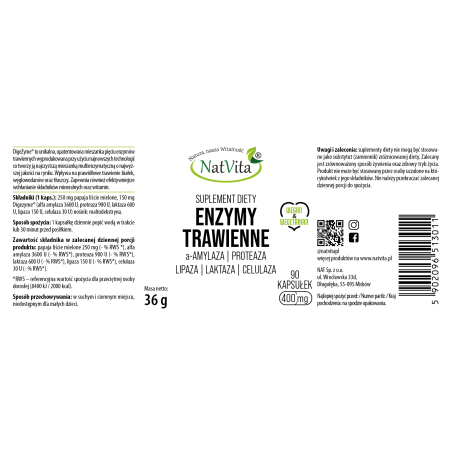 Digezyme Enzymy Trawienne w kapsułkach 400mg - zdjęcie produktu