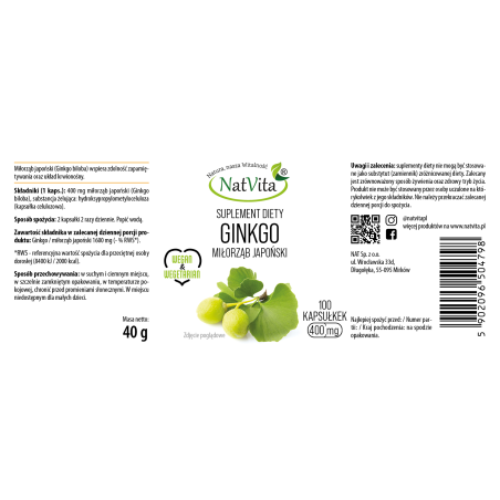 Ginkgo Miłorząb Japoński kapsułki 400mg - zdjęcie produktu