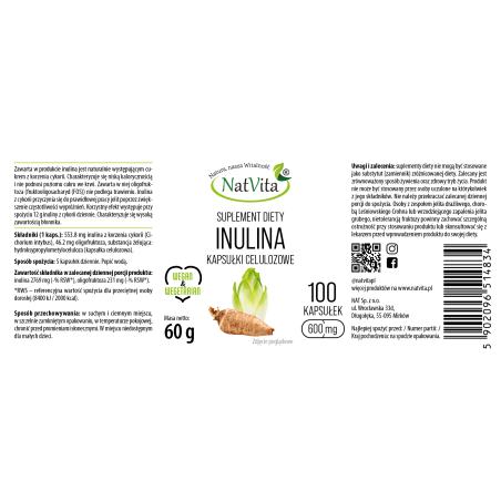 Inulina kapsułki 600mg - zdjęcie produktu