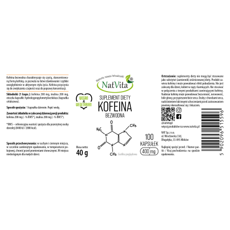 Kofeina bezwodna kapsułki 400mg - zdjęcie produktu