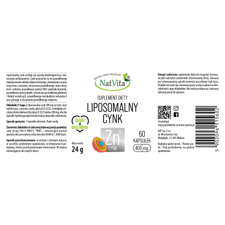 Cynk liposomalny kapsułki 400mg - zdjęcie produktu