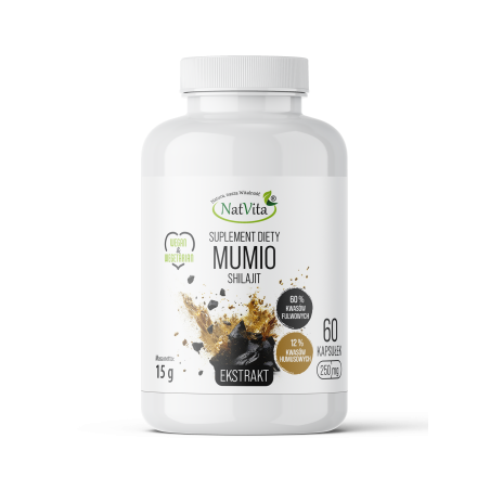 Mumio Shilajit ekstrakt 60% kwas fulwowy kapsułki 250mg - zdjęcie produktu