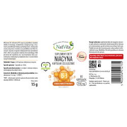 Niacyna (kwas nikotynowy witamina B-3) kapsułki 250mg