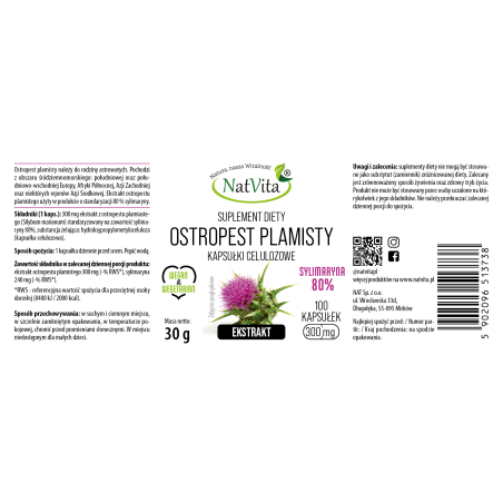 Ostropest Plamisty ekstrakt kapsułki 300mg - zdjęcie produktu