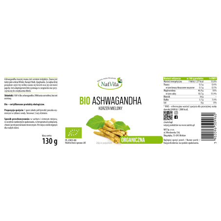 Ashwagandha BIO mielona - zdjęcie produktu