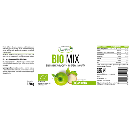Błonnik Jabłkowy Bio + Babka Jajowata Bio - zdjęcie produktu