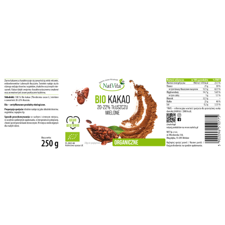 Kakao BIO mielone (20-22% tłuszczu) - zdjęcie produktu