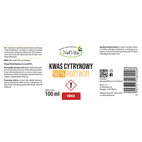 Kwas Cytrynowy 50% - zdjęcie produktu