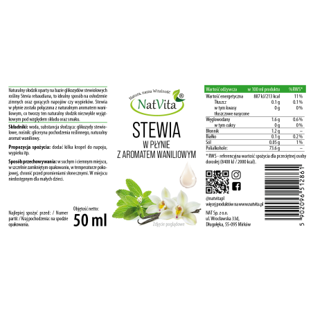 Stewia w płynie z aromatem waniliowym - zdjęcie produktu