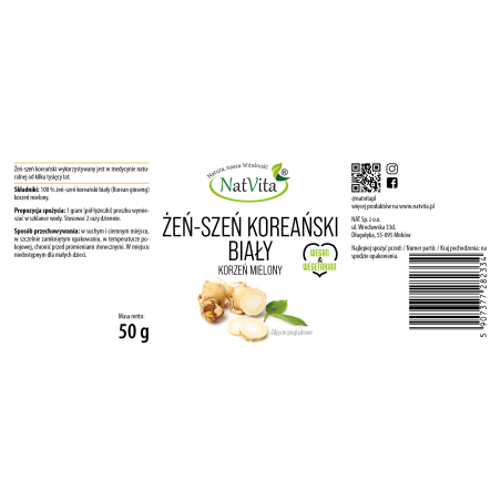 Żeń-Szeń koreański biały korzeń mielony - zdjęcie produktu