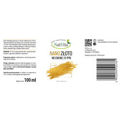 Nano Złoto (koloidalne) niejonowane 20 ppm