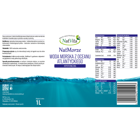 Woda Morska hipertoniczna NatMorze z Oceanu Atlantyckiego - zdjęcie produktu