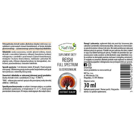 REISHI EKSTRAKT Z ZARODNIKAMI w glicerosomach - zdjęcie produktu