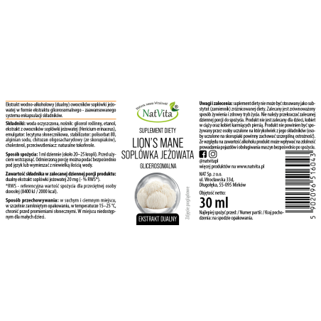 SOPLÓWKA JEŻOWATA EKSTRAKT w glicerosomach - zdjęcie produktu