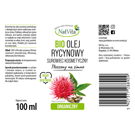 Olej Rycynowy BIO zimnotłoczony - zdjęcie produktu