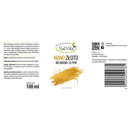 Nano Złoto (koloidalne) niejonowe 20 ppm - zdjęcie produktu