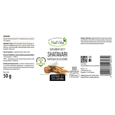 SHATAVARI EKSTRAKT kapsułki 500mg - zdjęcie produktu